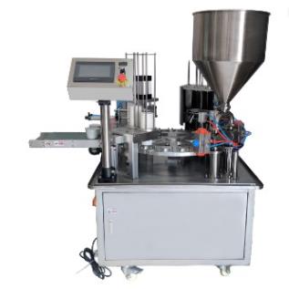 Touch screen yogurt plastic cup juice filler filling sealing machine